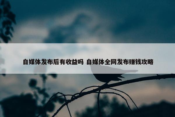 自媒体发布后有收益吗 自媒体全网发布赚钱攻略