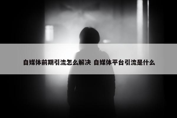 自媒体前期引流怎么解决 自媒体平台引流是什么