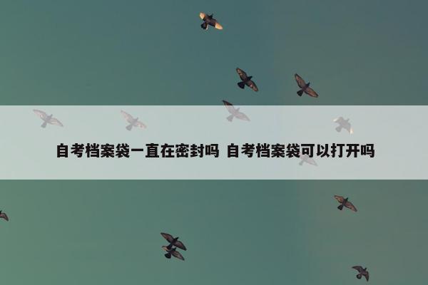 自考档案袋一直在密封吗 自考档案袋可以打开吗