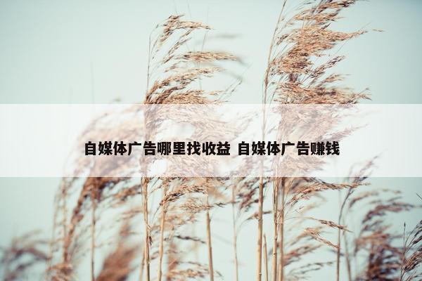 自媒体广告哪里找收益 自媒体广告赚钱