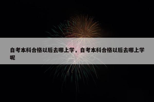 自考本科合格以后去哪上学，自考本科合格以后去哪上学呢