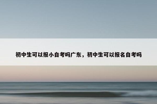 初中生可以报小自考吗广东，初中生可以报名自考吗