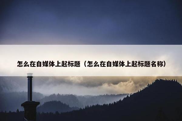 怎么在自媒体上起标题（怎么在自媒体上起标题名称）