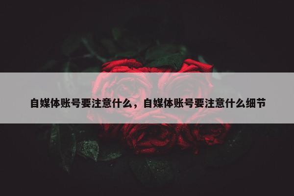 自媒体账号要注意什么，自媒体账号要注意什么细节