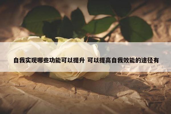 自我实现哪些功能可以提升 可以提高自我效能的途径有