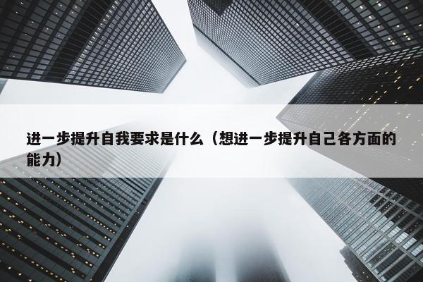 进一步提升自我要求是什么（想进一步提升自己各方面的能力）