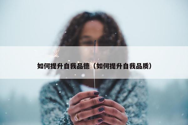 如何提升自我品德（如何提升自我品质）