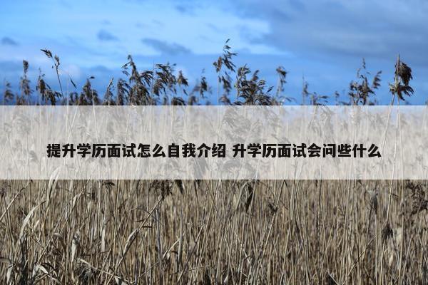 提升学历面试怎么自我介绍 升学历面试会问些什么