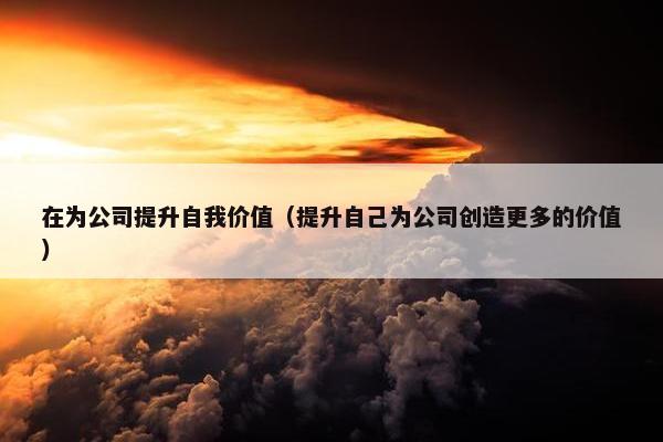 在为公司提升自我价值（提升自己为公司创造更多的价值）