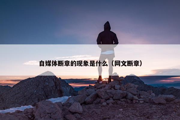 自媒体断章的现象是什么（网文断章）