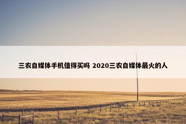 三农自媒体手机值得买吗 2020三农自媒体最火的人