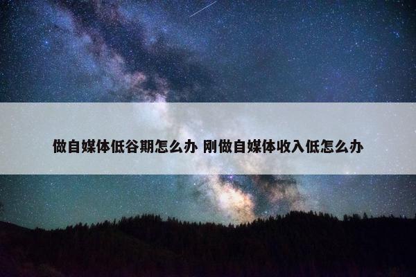 做自媒体低谷期怎么办 刚做自媒体收入低怎么办