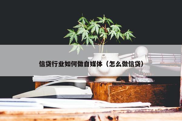 信贷行业如何做自媒体（怎么做信贷）