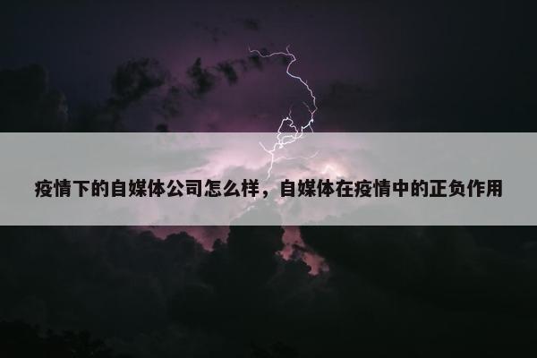 疫情下的自媒体公司怎么样，自媒体在疫情中的正负作用