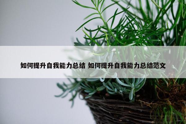 如何提升自我能力总结 如何提升自我能力总结范文