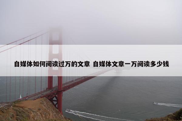 自媒体如何阅读过万的文章 自媒体文章一万阅读多少钱