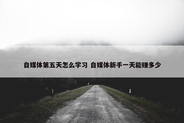 自媒体第五天怎么学习 自媒体新手一天能赚多少