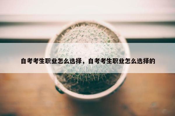 自考考生职业怎么选择，自考考生职业怎么选择的