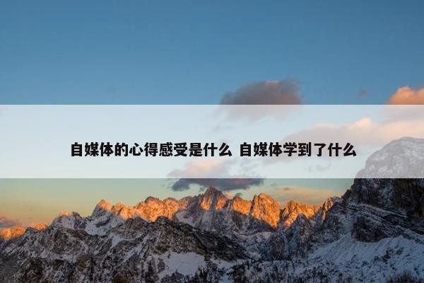 自媒体的心得感受是什么 自媒体学到了什么