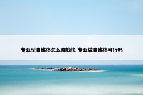 专业型自媒体怎么赚钱快 专业做自媒体可行吗