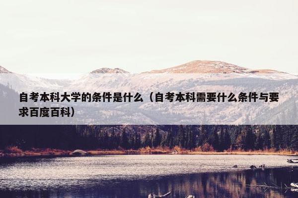 自考本科大学的条件是什么（自考本科需要什么条件与要求百度百科）