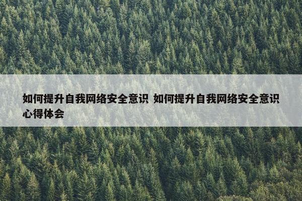 如何提升自我网络安全意识 如何提升自我网络安全意识心得体会