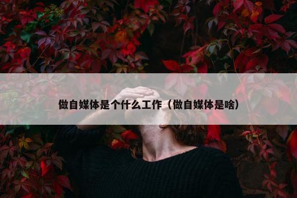 做自媒体是个什么工作（做自媒体是啥）