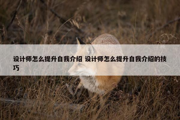 设计师怎么提升自我介绍 设计师怎么提升自我介绍的技巧