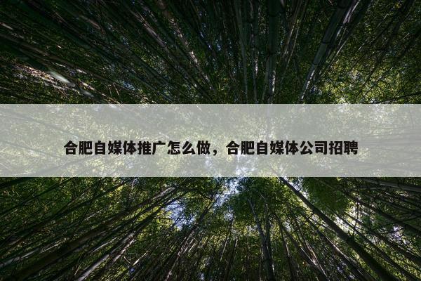 合肥自媒体推广怎么做，合肥自媒体公司招聘