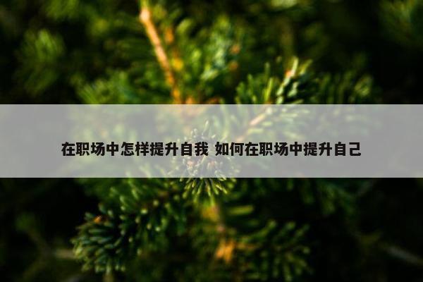 在职场中怎样提升自我 如何在职场中提升自己