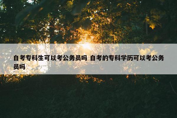 自考专科生可以考公务员吗 自考的专科学历可以考公务员吗