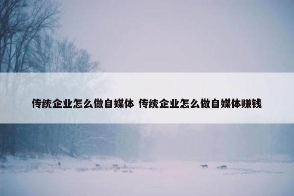 传统企业怎么做自媒体 传统企业怎么做自媒体赚钱