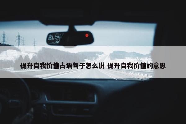 提升自我价值古语句子怎么说 提升自我价值的意思