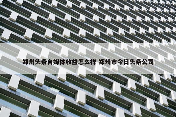 郑州头条自媒体收益怎么样 郑州市今日头条公司