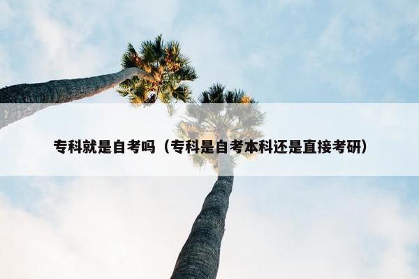 专科就是自考吗（专科是自考本科还是直接考研）