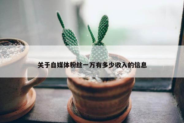 关于自媒体粉丝一万有多少收入的信息