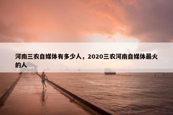 河南三农自媒体有多少人，2020三农河南自媒体最火的人