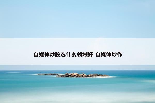 自媒体炒股选什么领域好 自媒体炒作