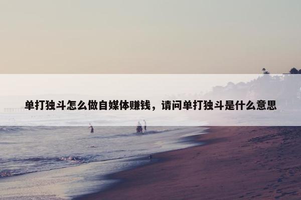 单打独斗怎么做自媒体赚钱，请问单打独斗是什么意思