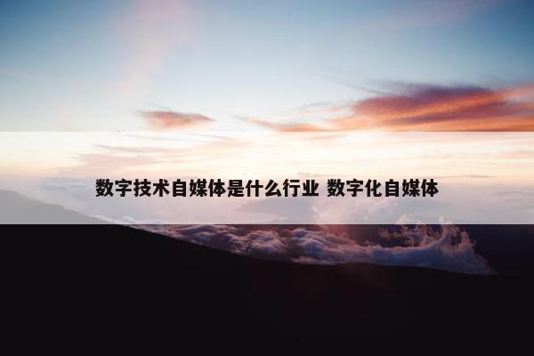 数字技术自媒体是什么行业 数字化自媒体