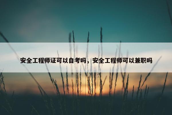 安全工程师证可以自考吗，安全工程师可以兼职吗