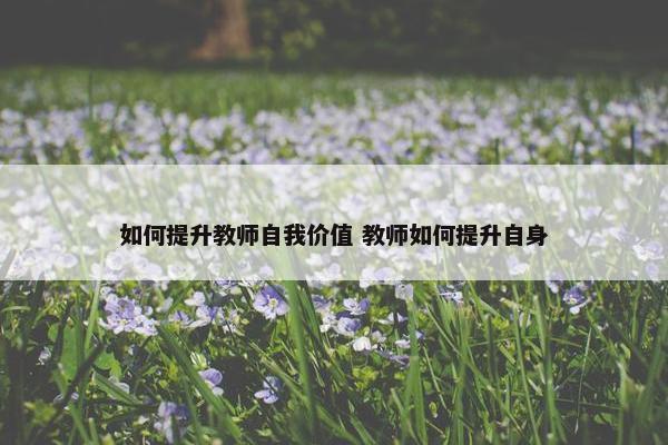 如何提升教师自我价值 教师如何提升自身