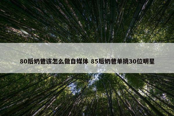 80后奶爸该怎么做自媒体 85后奶爸单挑30位明星