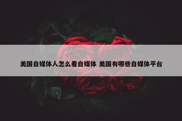 美国自媒体人怎么看自媒体 美国有哪些自媒体平台