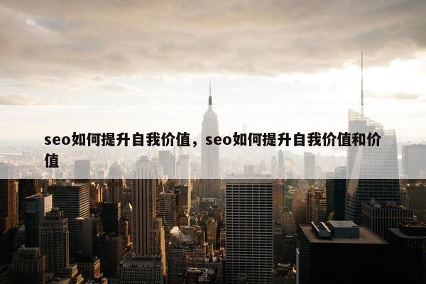 seo如何提升自我价值，seo如何提升自我价值和价值