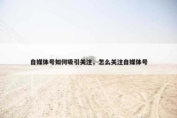 自媒体号如何吸引关注，怎么关注自媒体号