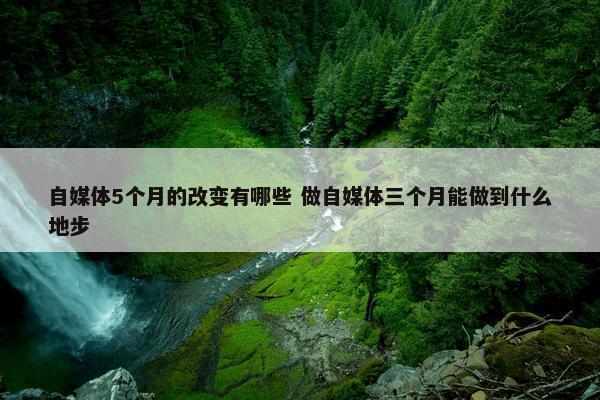 自媒体5个月的改变有哪些 做自媒体三个月能做到什么地步