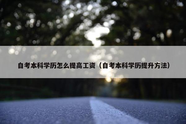 自考本科学历怎么提高工资（自考本科学历提升方法）