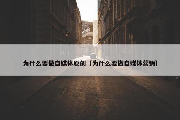 为什么要做自媒体原创（为什么要做自媒体营销）