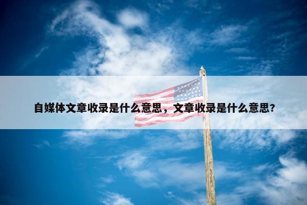 自媒体文章收录是什么意思，文章收录是什么意思?